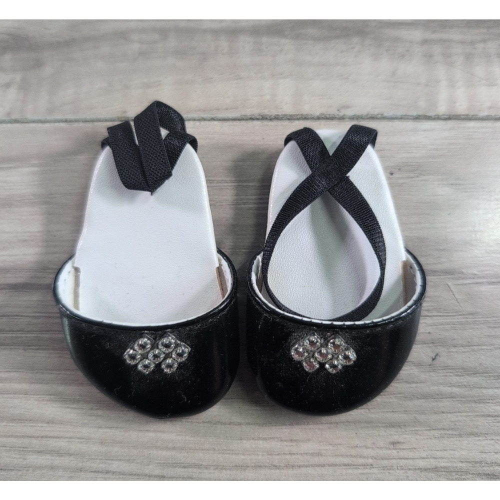 Retired American Girl Doll Winter Magic Black Patent Rhinestone Shoes